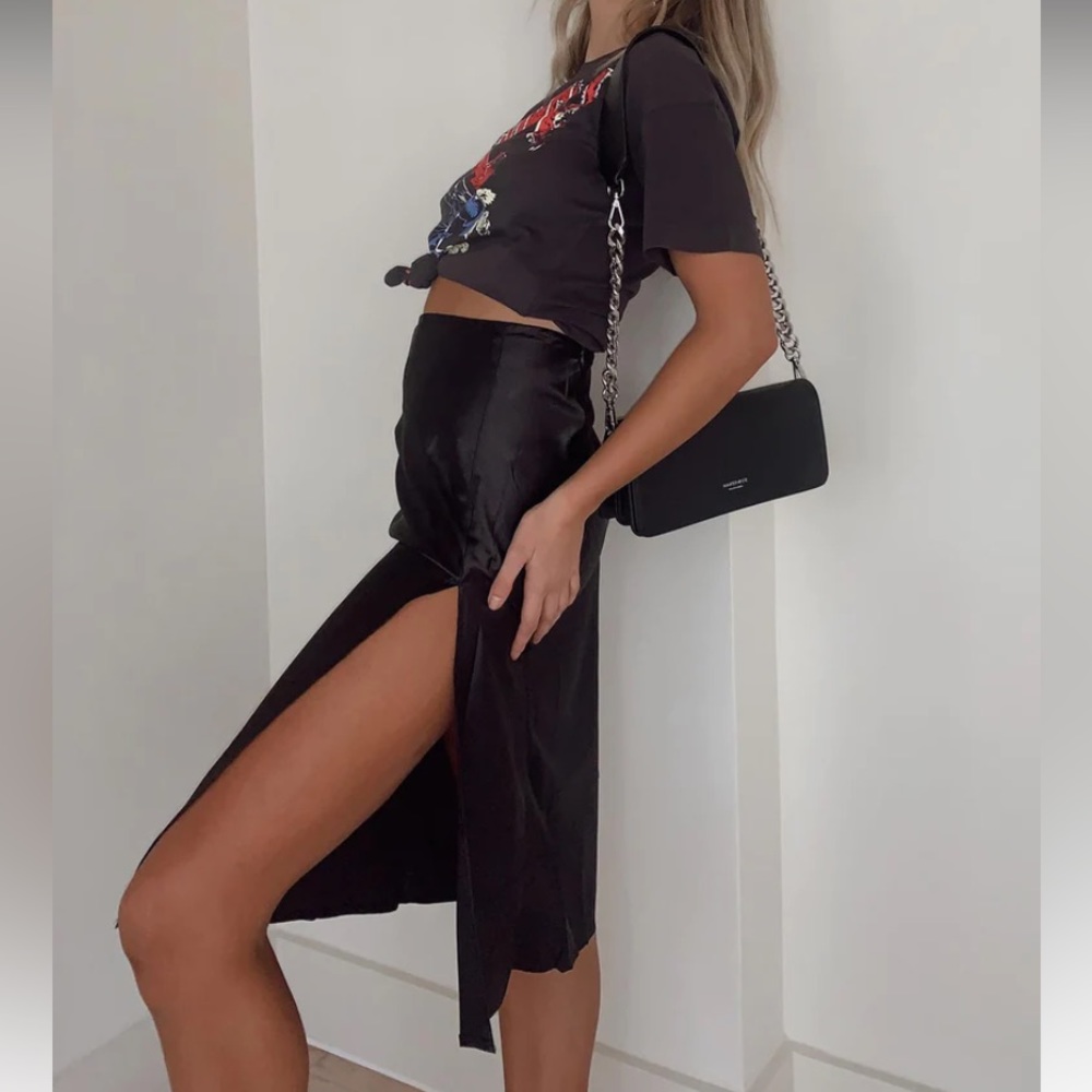 NWT - Princess Polly Nia Midi Black Skirt